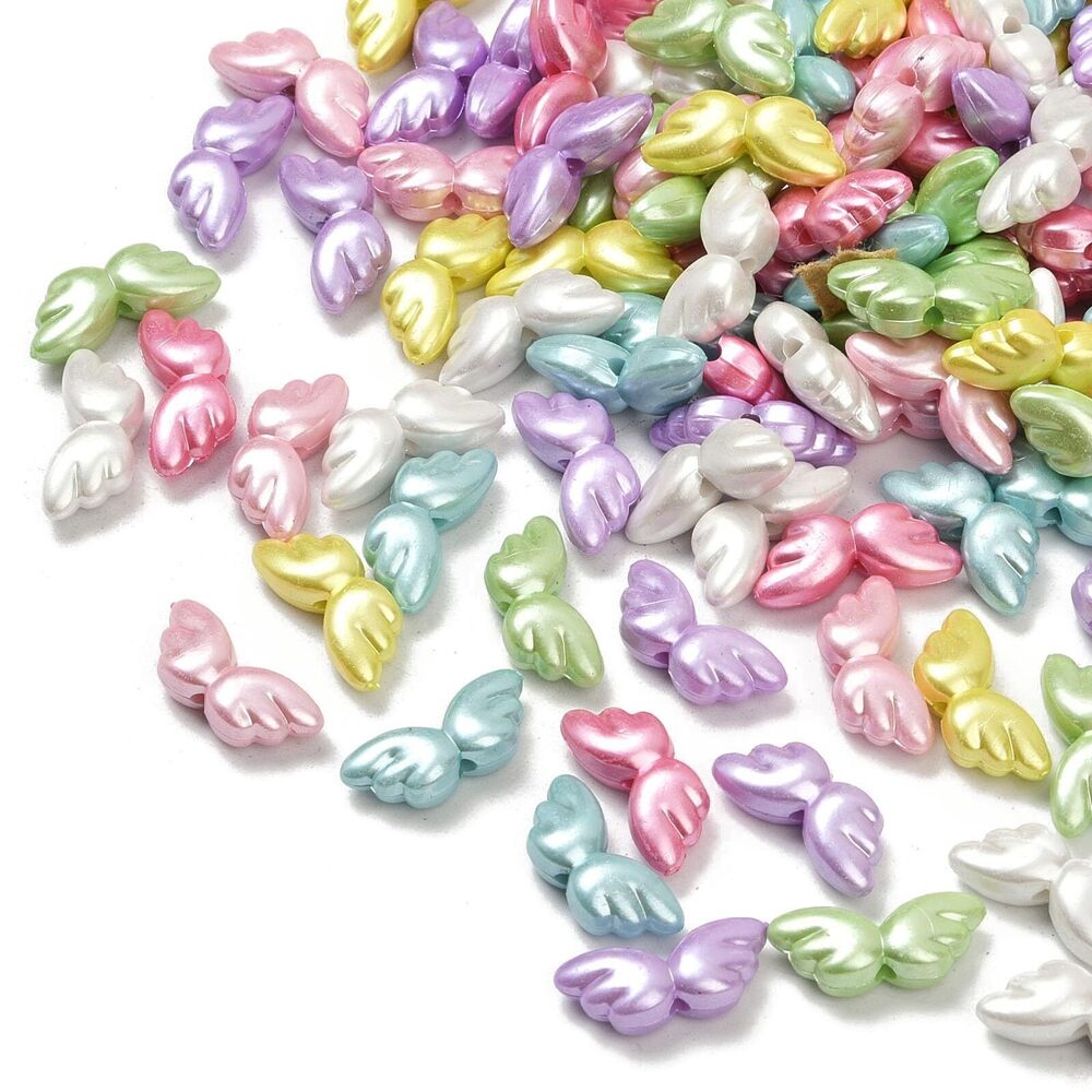 1286 680 pcs Mixed Colors Lovely Wing Theme Acrylic Beads Imitation Pearl